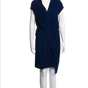 Gently used Helmut Lang Blue Shift Dress with V Neck S 8
